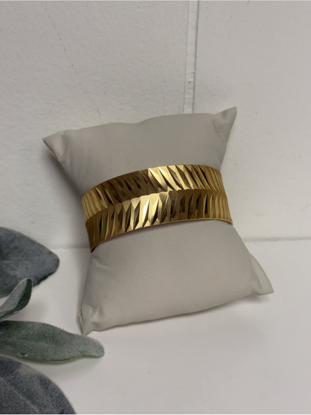 Vintage W. Germany Brilliant Gold Tone Textured Wide Statement Bangle Bracelet
